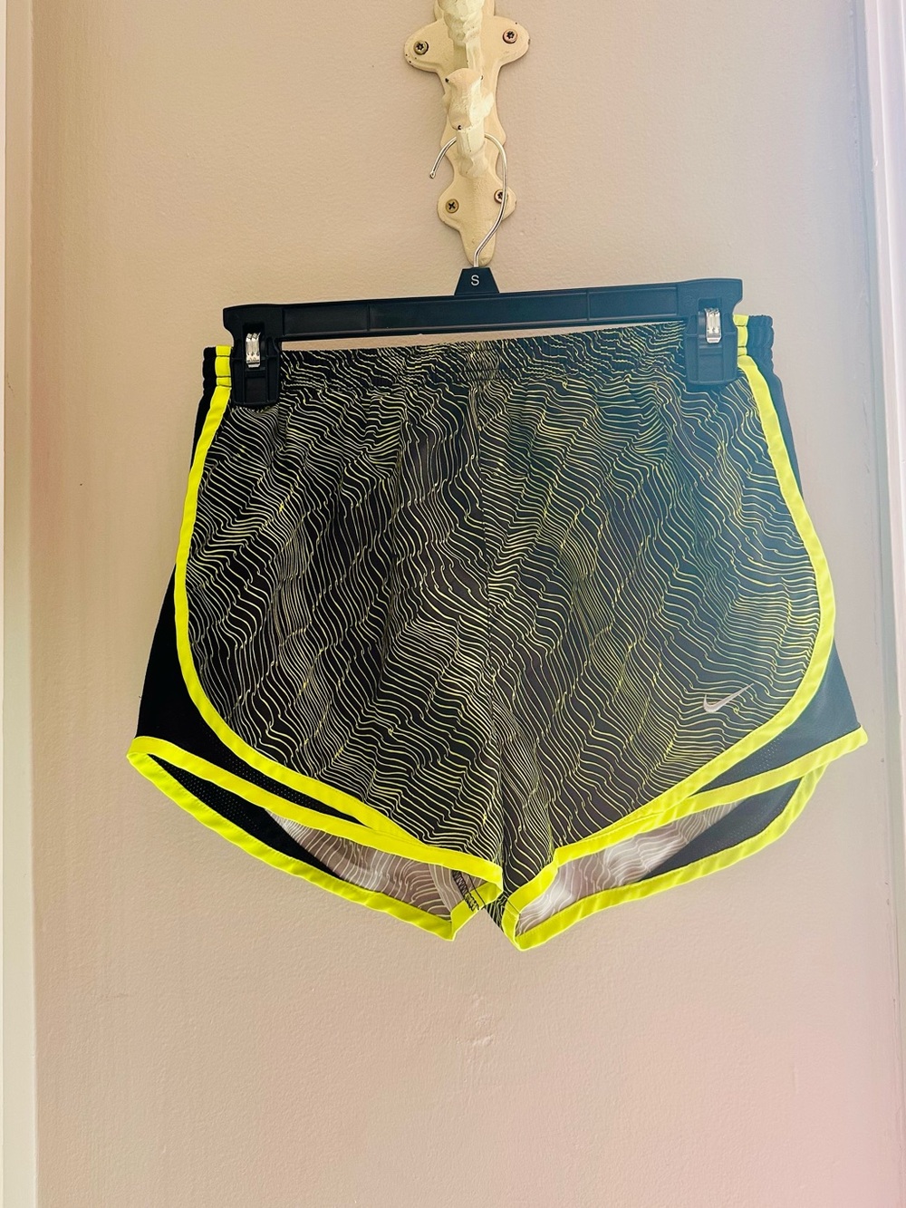 Nike Women’s Black Shorts with Neon Yellow Trim